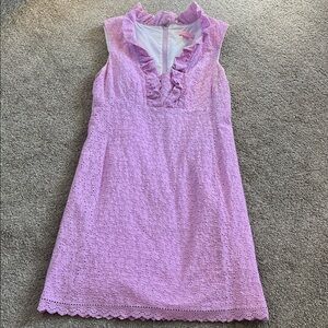 Lilly Pulitzer Floral Eyelet Embroidered Sheath in Orchid Purple / Pink  sz6